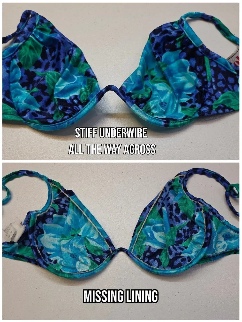 Vintage Blue Floral Underwire High-Waist Bikini Swimsuit